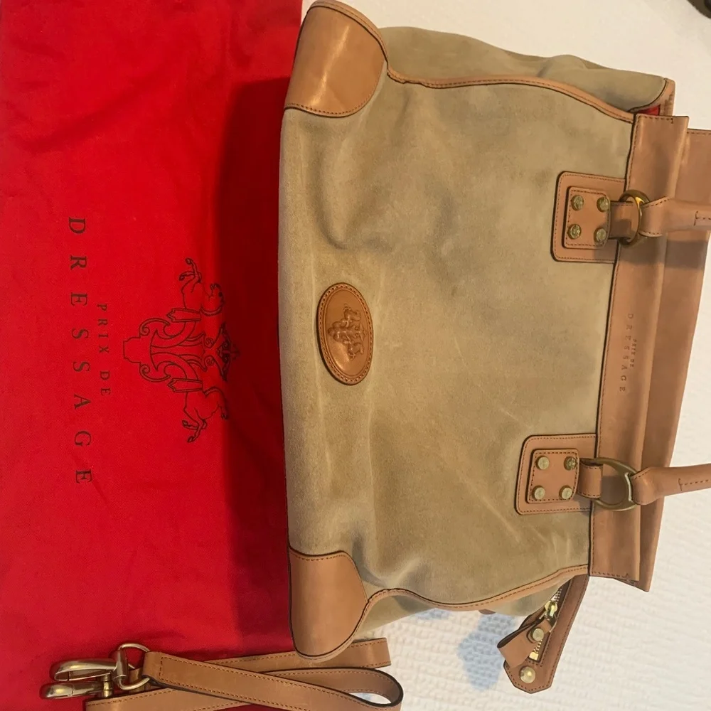 Prix de Dressage Suede & Leather Satchel — Tan/Camel - Picture 2 of 15